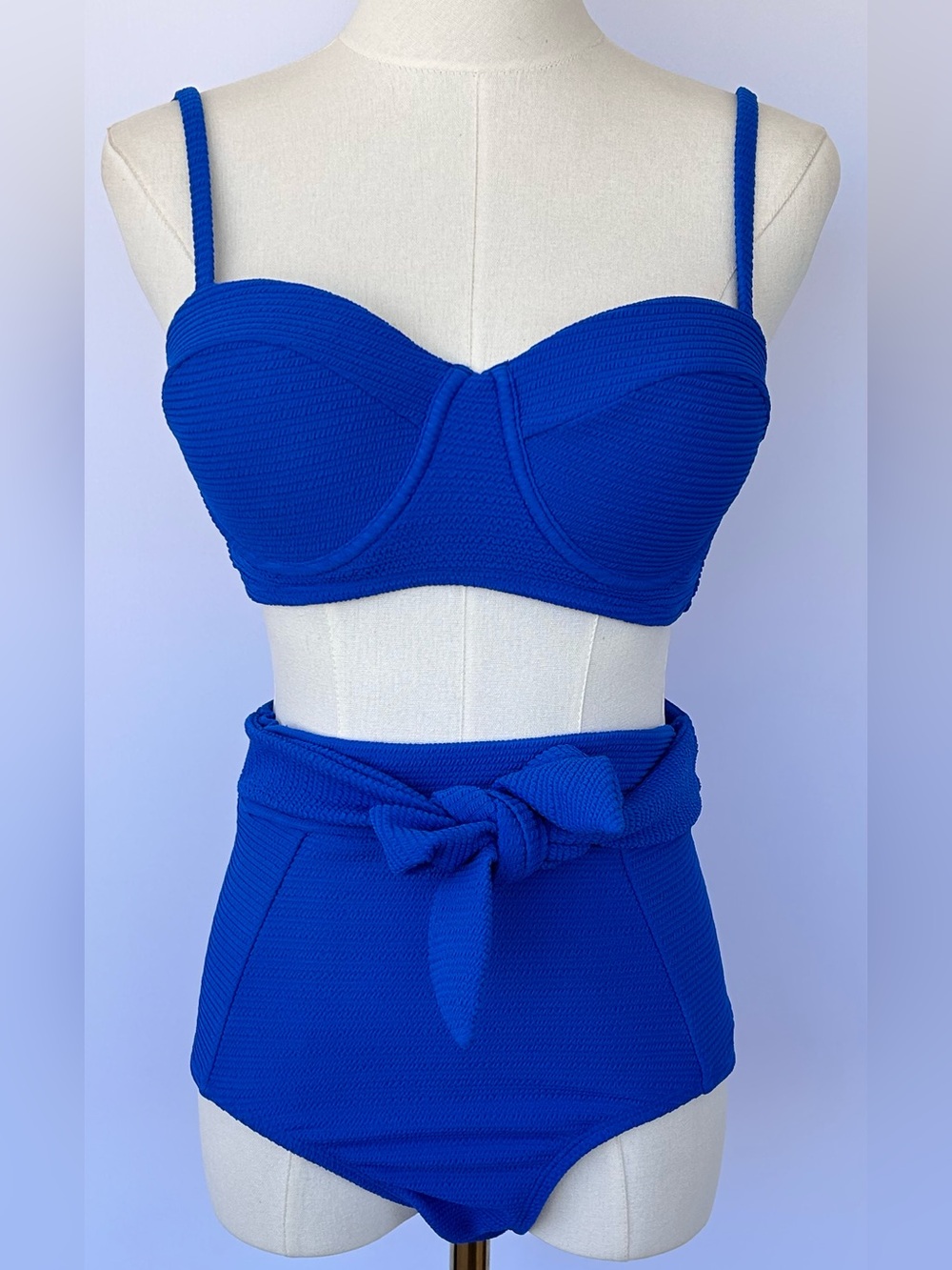 Mister Zimi Women’s Ribbed Blondie Bikini High Waisted Ocean Blue Size 6